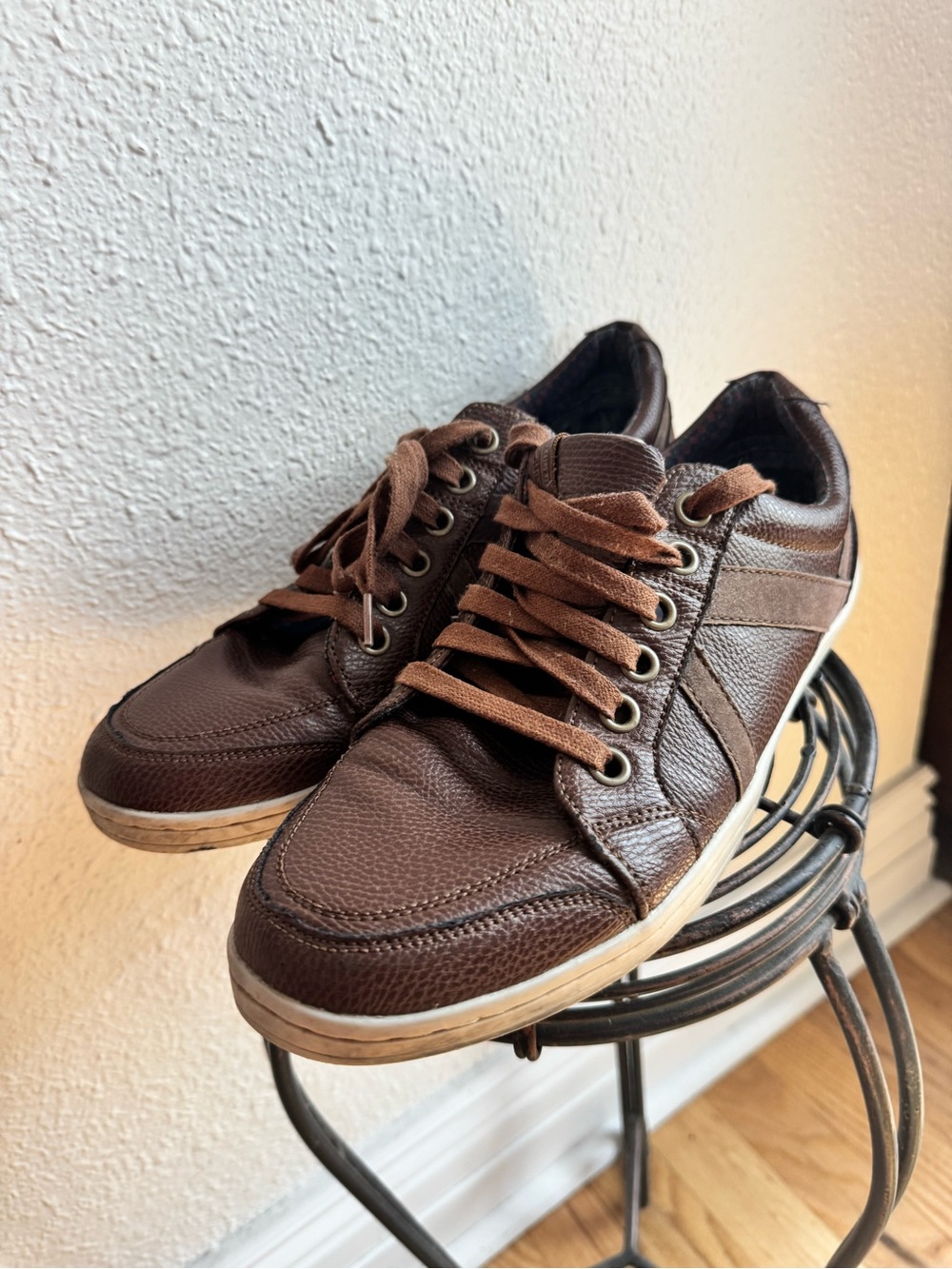 Ben Sherman Men's Brown Leather Lace-Up Sneakers size 10